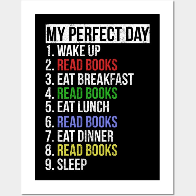 My Perfect Day / Reading Books Funny retro list design Wall Art by PGP